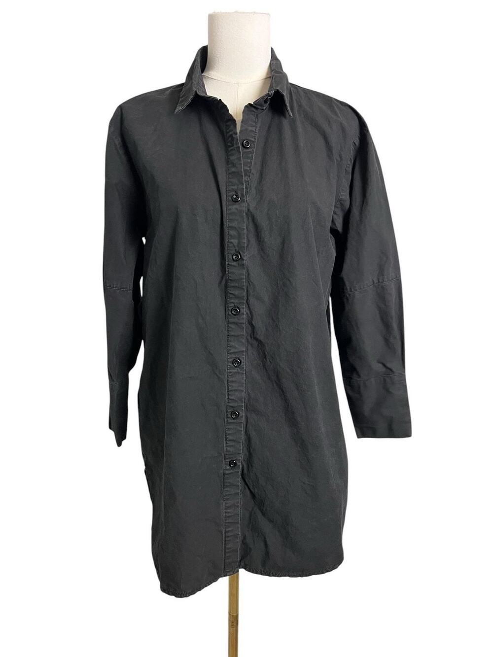 Rehab Shirt Dress Womens Small Black Collared Button Front Long Sleeve Cotton
